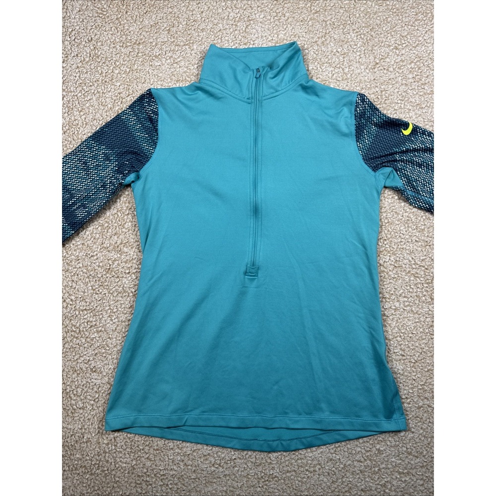 Nike Dri-FIT Running Pullover Womens L Blue 1/4 Zip 649089-388